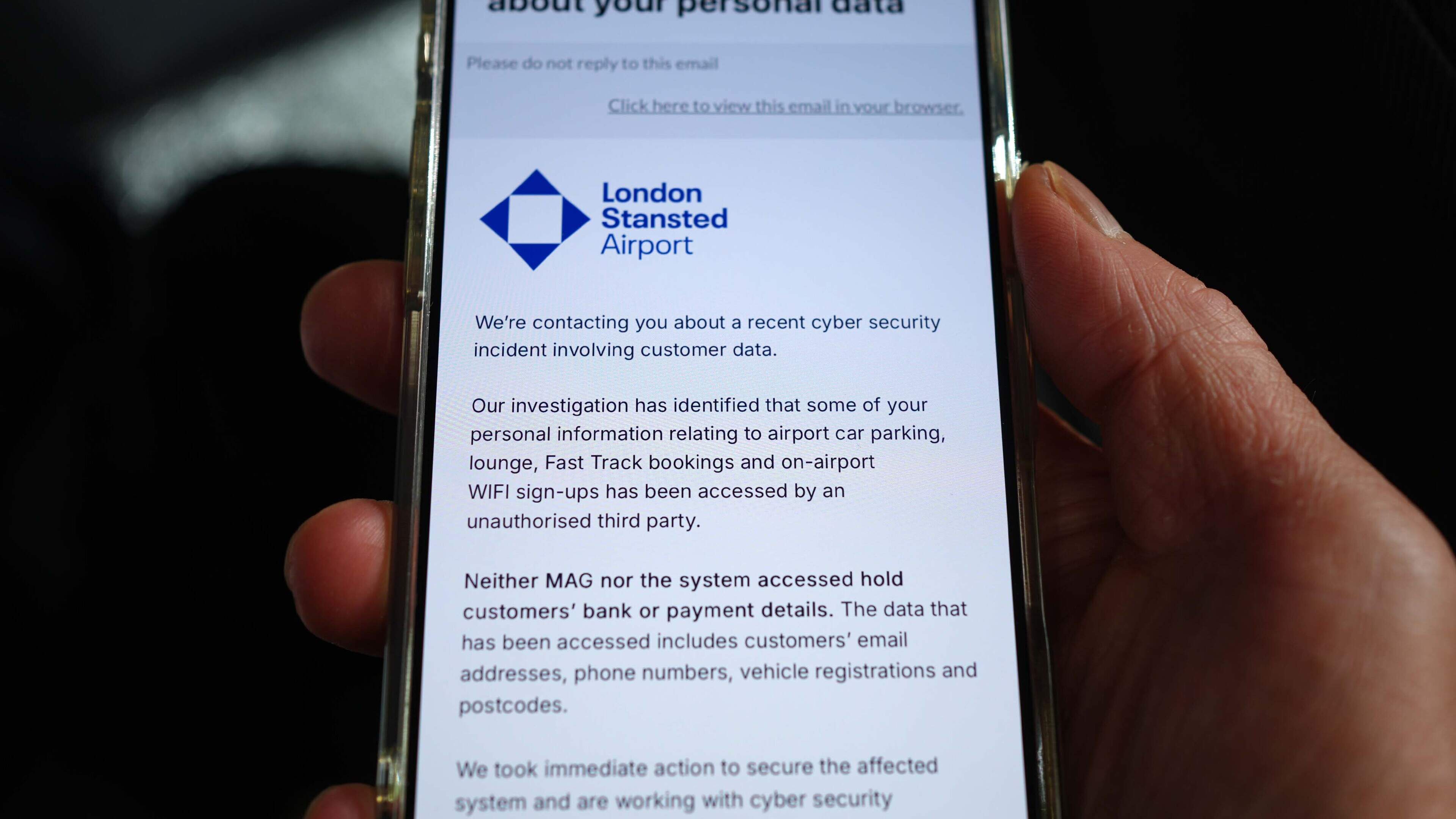 Customers’ data accessed in cyber attack against three UK airports